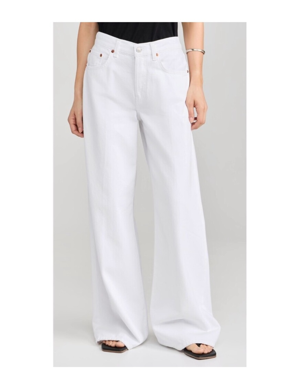 NEW with tags RE/DONE mid rise palazzo white jeans extra wide leg puddle hem 32